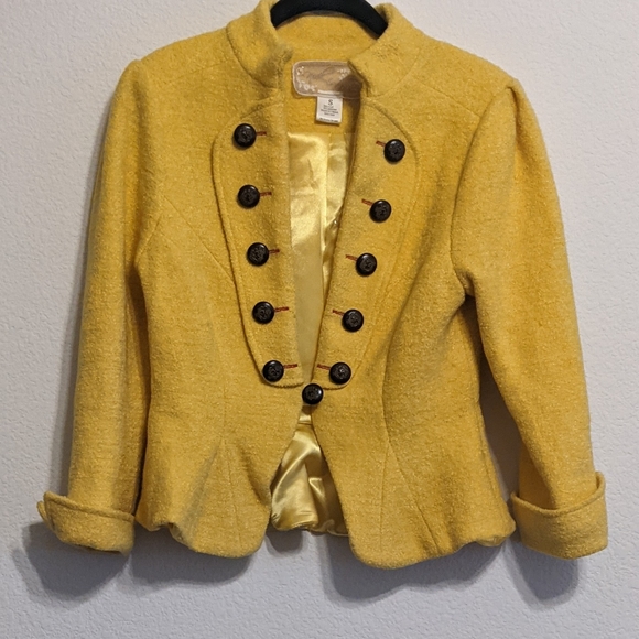 Nick And Mo Yellow Button Up Wool Blend Coat Size Small - Picture 1 of 6